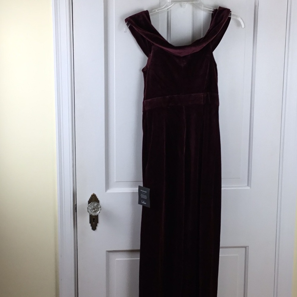 Lulus I'm Enchanted Burgundy Velvet Off-The-Shoulder Tulip Maxi Dress - Picture 4 of 6